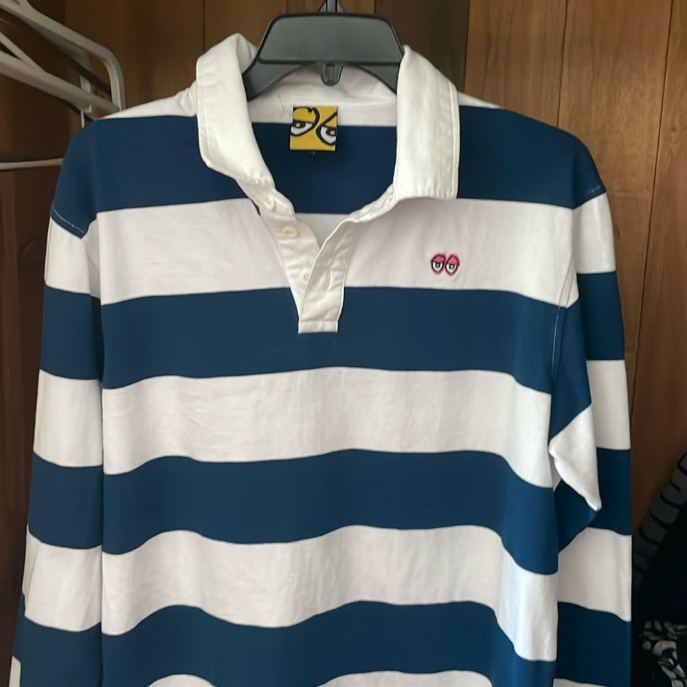 Krooked brand long sleeve rugby style skate brand shirt.